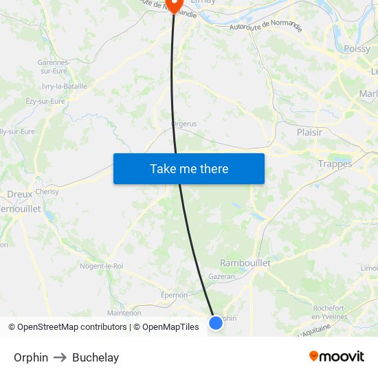 Orphin to Buchelay map