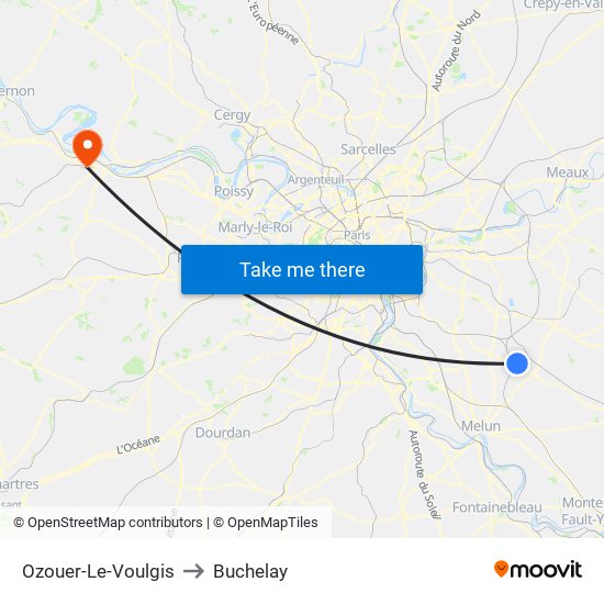 Ozouer-Le-Voulgis to Buchelay map