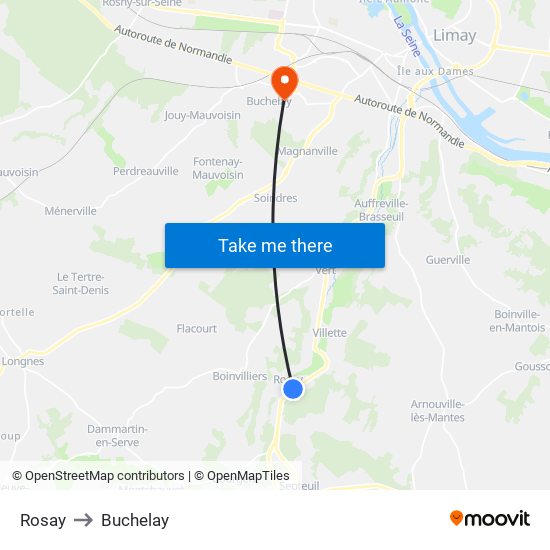 Rosay to Buchelay map