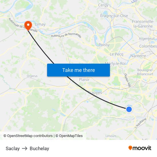 Saclay to Buchelay map