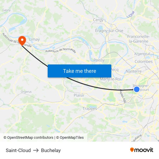 Saint-Cloud to Buchelay map
