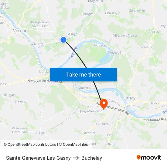 Sainte-Genevieve-Les-Gasny to Buchelay map