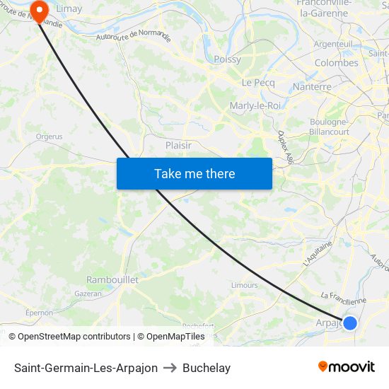 Saint-Germain-Les-Arpajon to Buchelay map