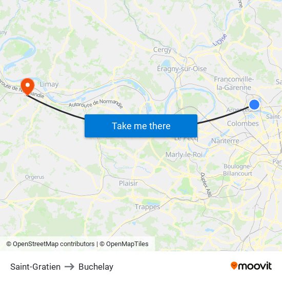 Saint-Gratien to Buchelay map