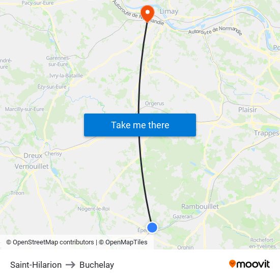 Saint-Hilarion to Buchelay map