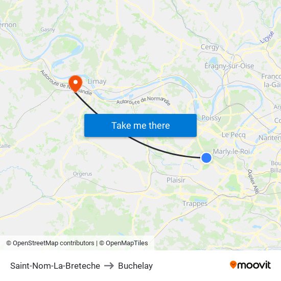 Saint-Nom-La-Breteche to Buchelay map