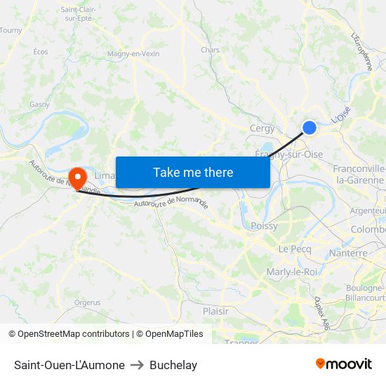 Saint-Ouen-L'Aumone to Buchelay map
