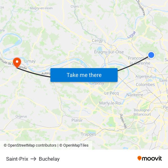 Saint-Prix to Buchelay map