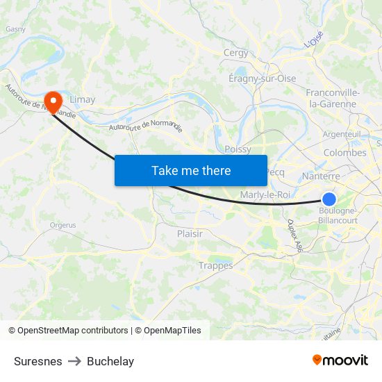 Suresnes to Buchelay map