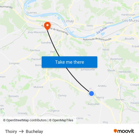 Thoiry to Buchelay map