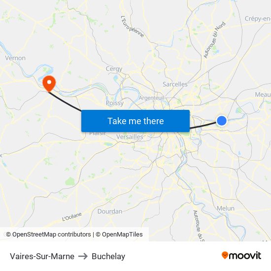 Vaires-Sur-Marne to Buchelay map