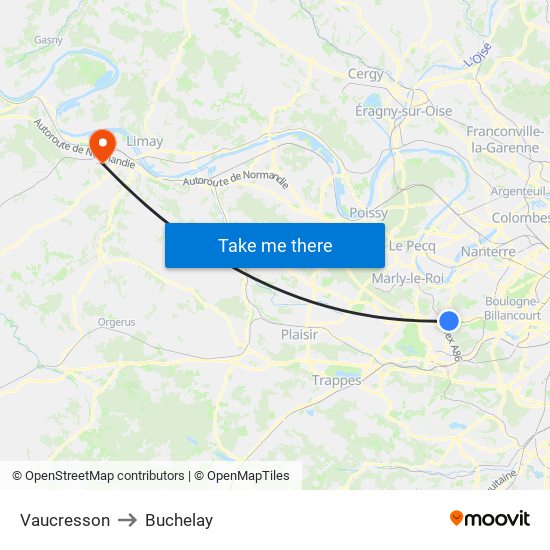 Vaucresson to Buchelay map