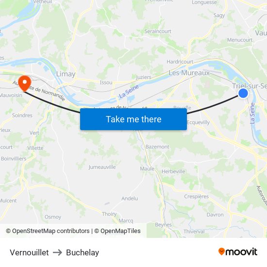 Vernouillet to Buchelay map