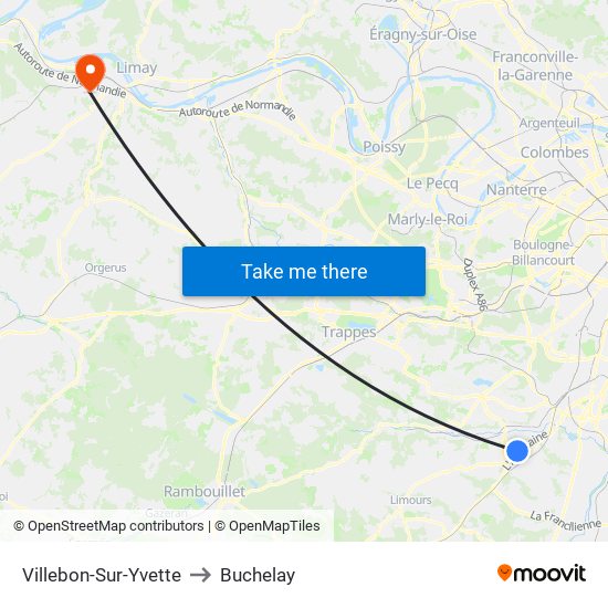 Villebon-Sur-Yvette to Buchelay map