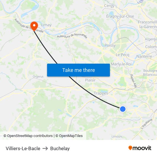 Villiers-Le-Bacle to Buchelay map