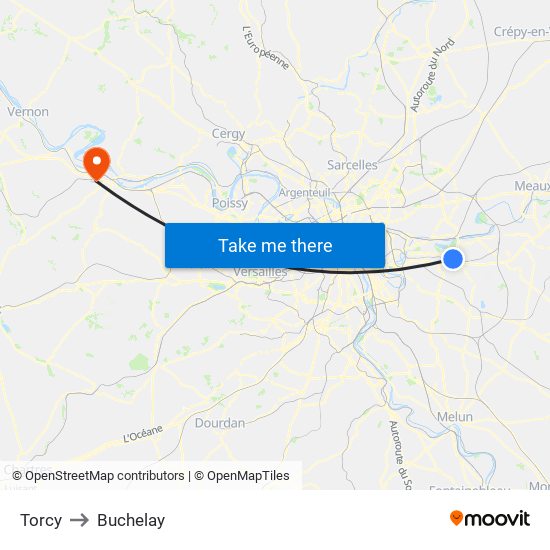 Torcy to Buchelay map