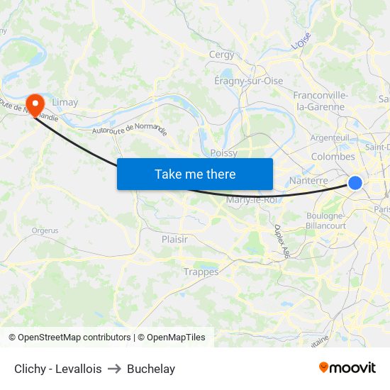 Clichy - Levallois to Buchelay map