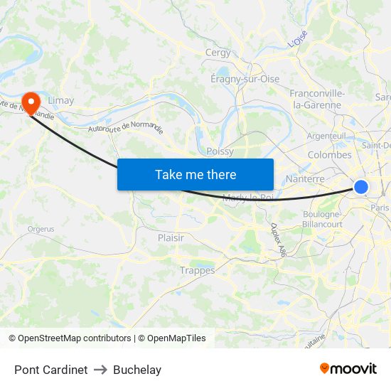 Pont Cardinet to Buchelay map