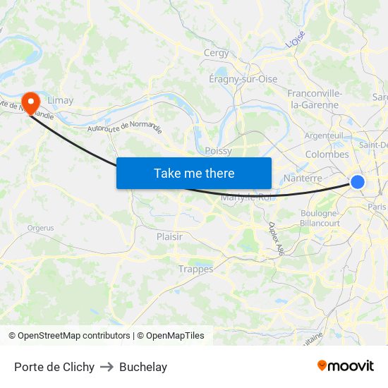 Porte de Clichy to Buchelay map