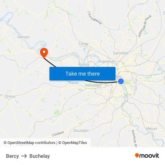 Bercy to Buchelay map