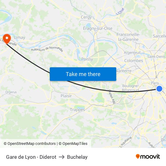 Gare de Lyon - Diderot to Buchelay map