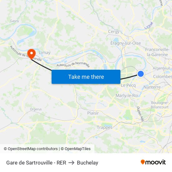 Gare de Sartrouville - RER to Buchelay map