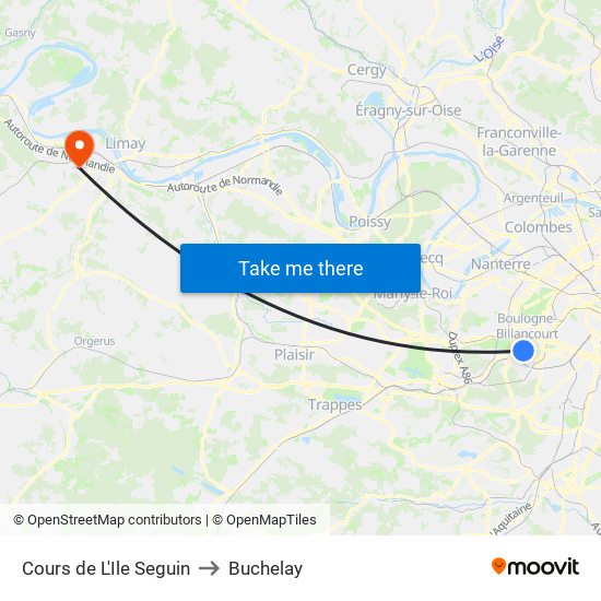 Cours de L'Ile Seguin to Buchelay map