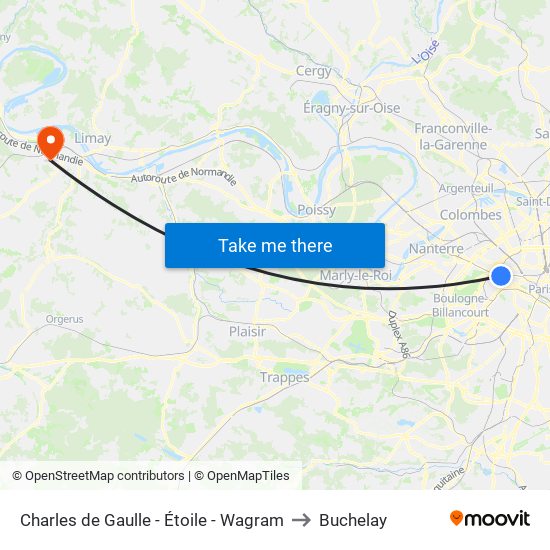 Charles de Gaulle - Étoile - Wagram to Buchelay map