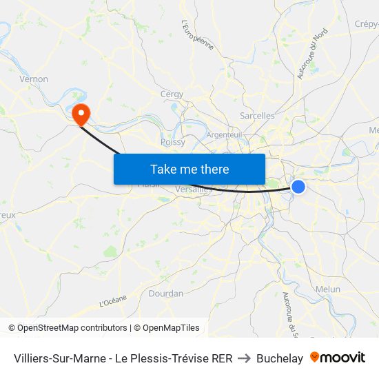 Villiers-Sur-Marne - Le Plessis-Trévise RER to Buchelay map
