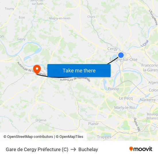 Gare de Cergy Préfecture (C) to Buchelay map