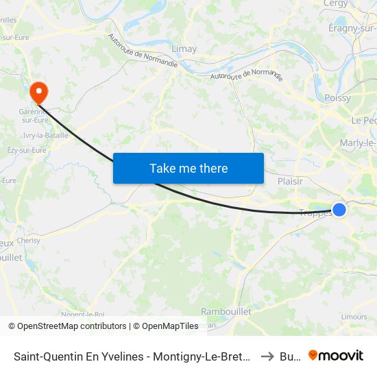 Saint-Quentin En Yvelines - Montigny-Le-Bretonneux to Bueil map