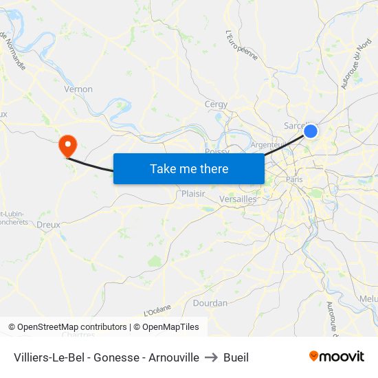 Villiers-Le-Bel - Gonesse - Arnouville to Bueil map