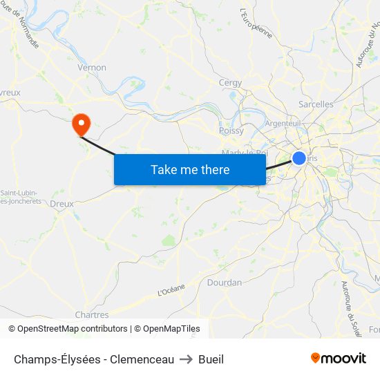 Champs-Élysées - Clemenceau to Bueil map