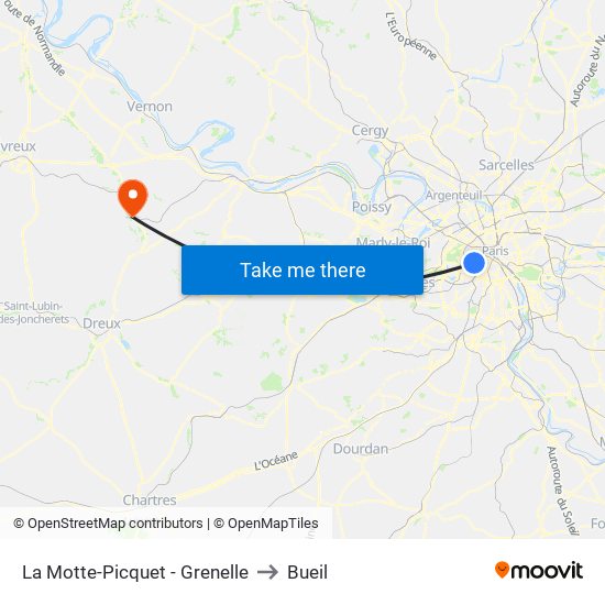 La Motte-Picquet - Grenelle to Bueil map