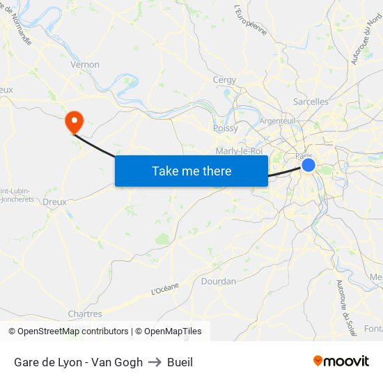 Gare de Lyon - Van Gogh to Bueil map