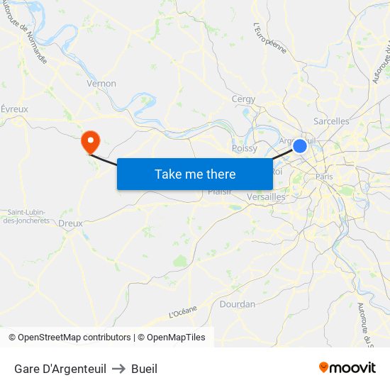 Gare D'Argenteuil to Bueil map
