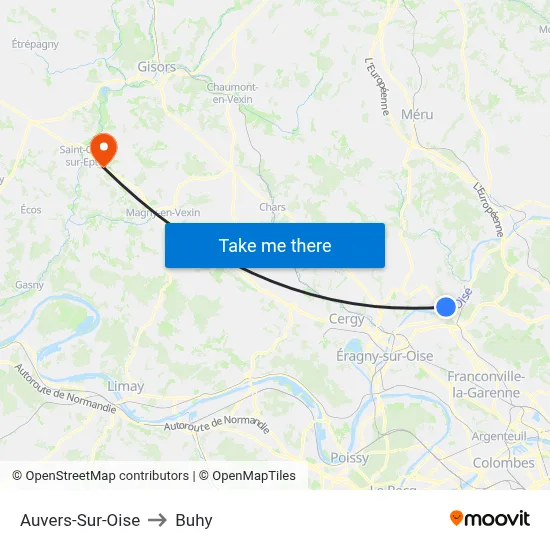 Auvers-Sur-Oise to Buhy map