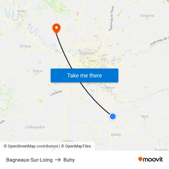Bagneaux-Sur-Loing to Buhy map