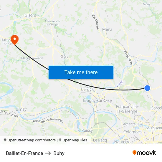 Baillet-En-France to Buhy map