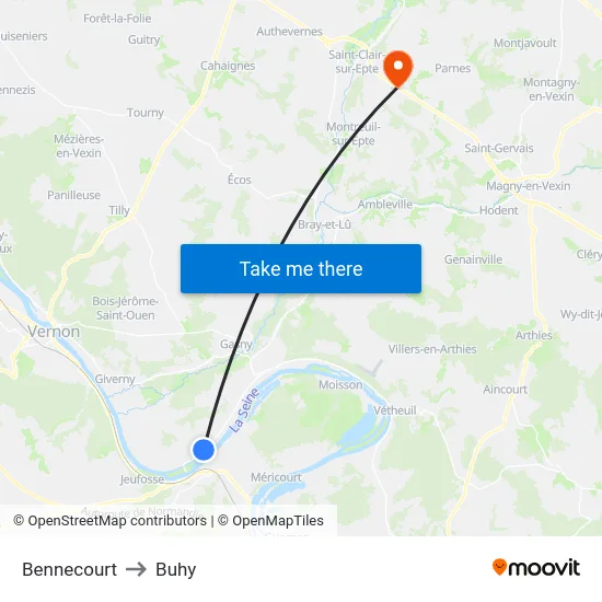 Bennecourt to Buhy map