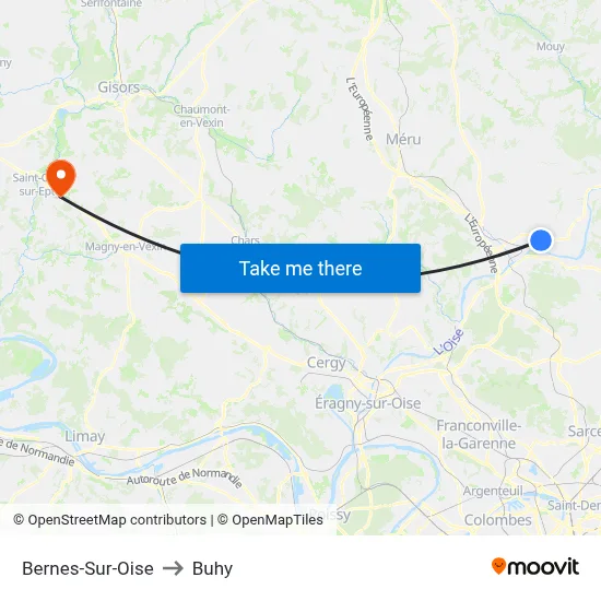 Bernes-Sur-Oise to Buhy map