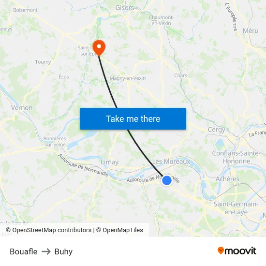 Bouafle to Buhy map