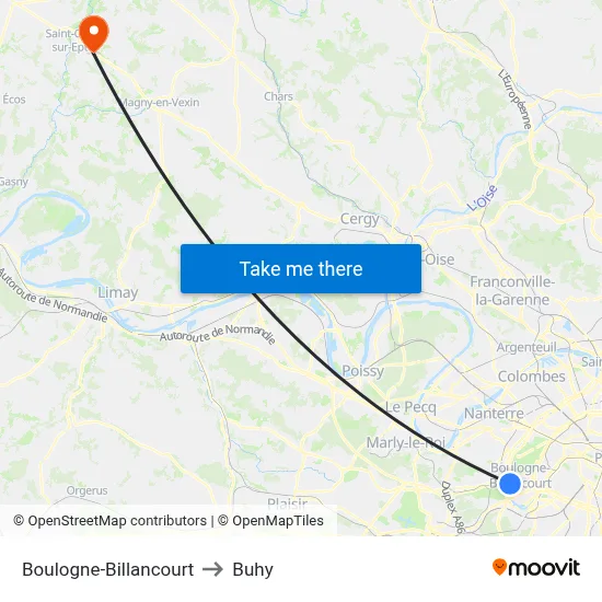 Boulogne-Billancourt to Buhy map
