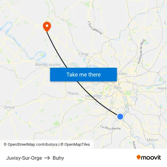 Juvisy-Sur-Orge to Buhy map