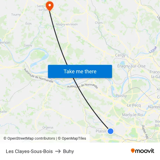 Les Clayes-Sous-Bois to Buhy map