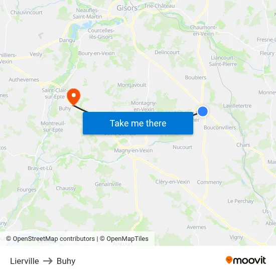 Lierville to Buhy map
