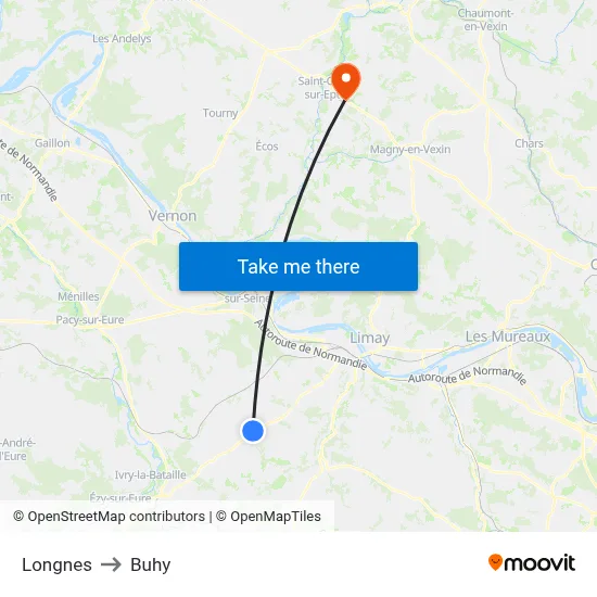 Longnes to Buhy map