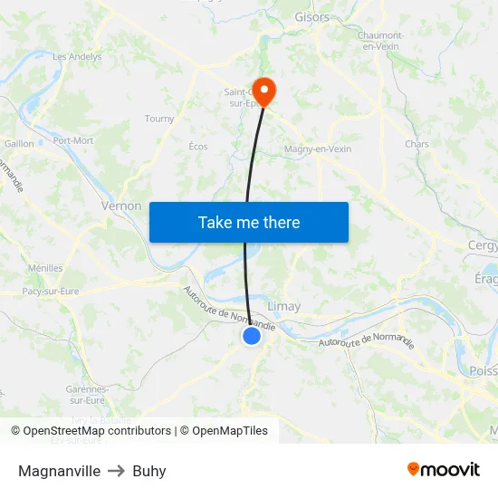 Magnanville to Buhy map