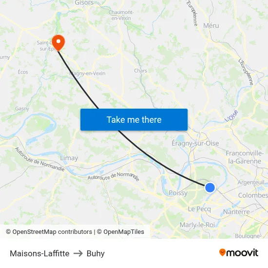 Maisons-Laffitte to Buhy map