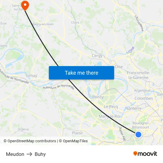 Meudon to Buhy map